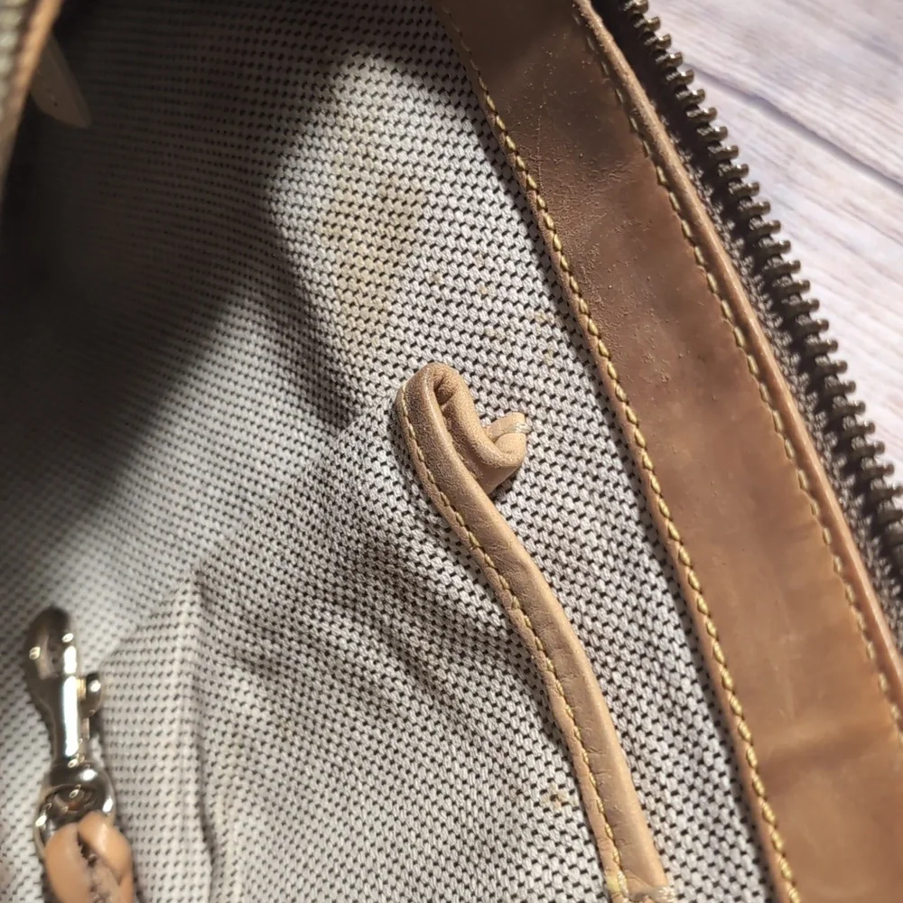 Dooney & Bourke Signature Light Brown Double Buckle Pockets Hobo Shoulder Purse - Picture 13 of 16